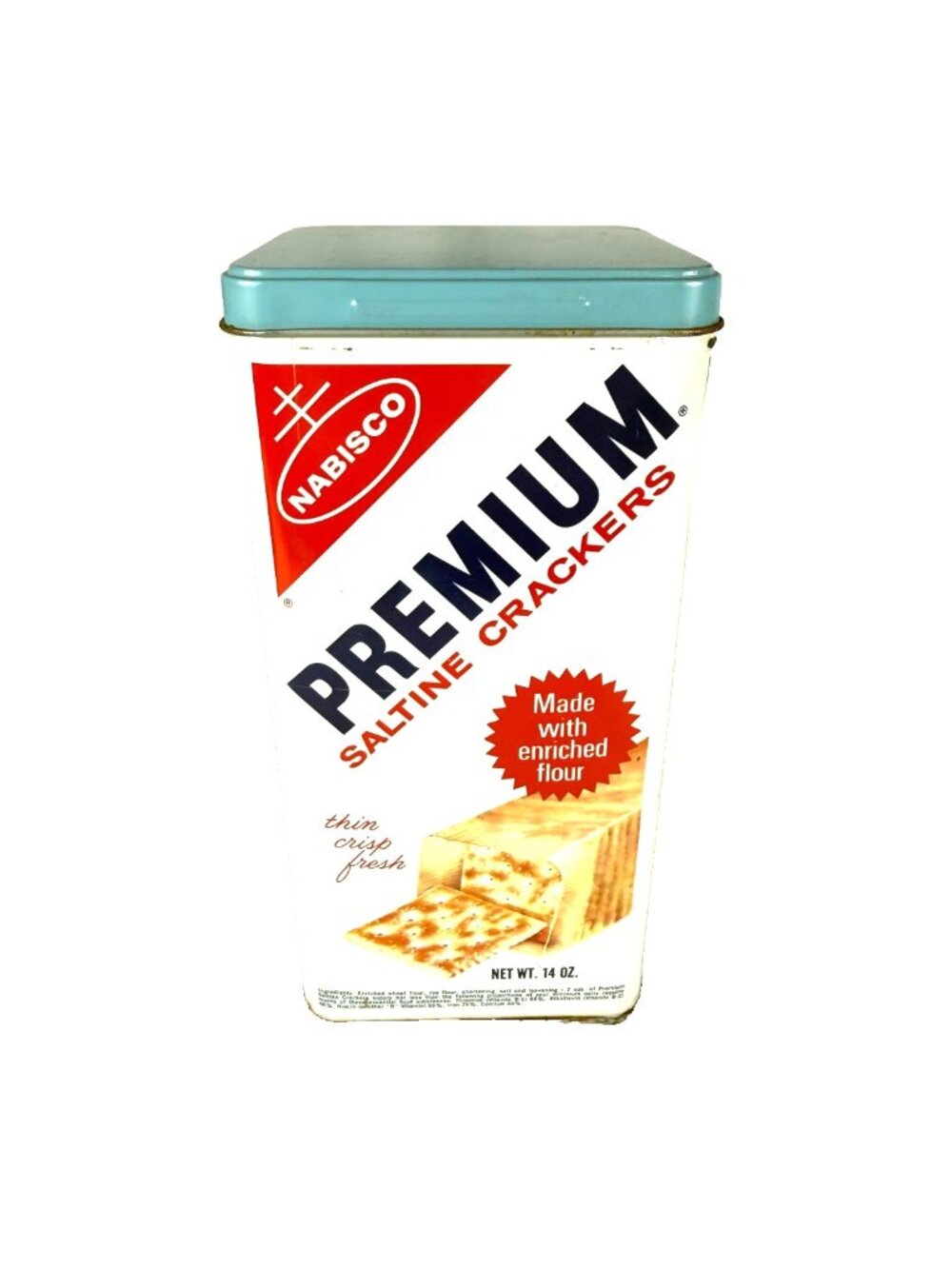 Vintage 1969 Nabisco Premium Saltine Cracker Metal Tin Container Box Tin 14 oz